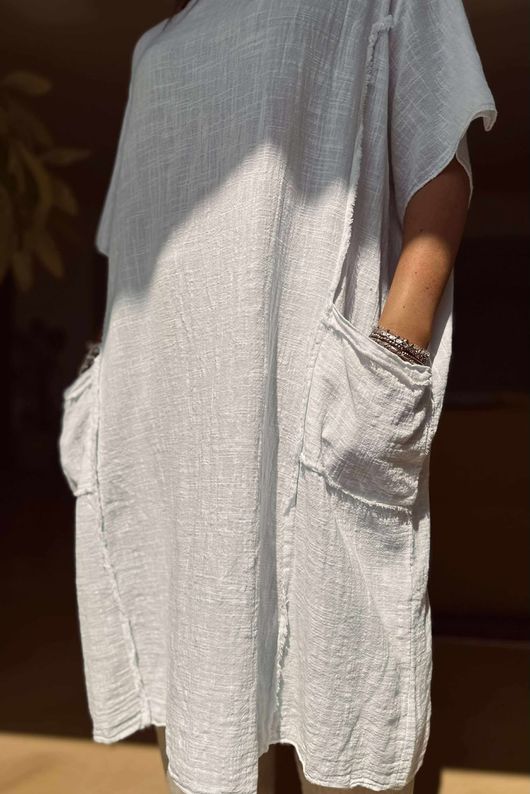 Made in Italy Milo Cotton Slouch Sac Dress White